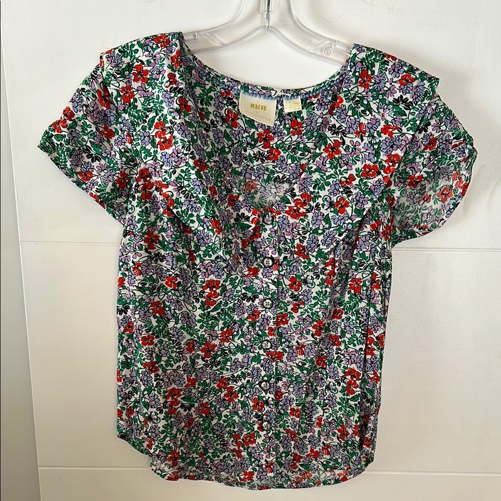 Maeve Anthropologie Floral Women's Top - Red, Green, Purple